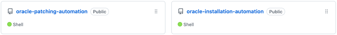Matthew's GitHub profile with two pinned public repositories, oracle-patching-automation and oracle-installation-automation, both in Shell
